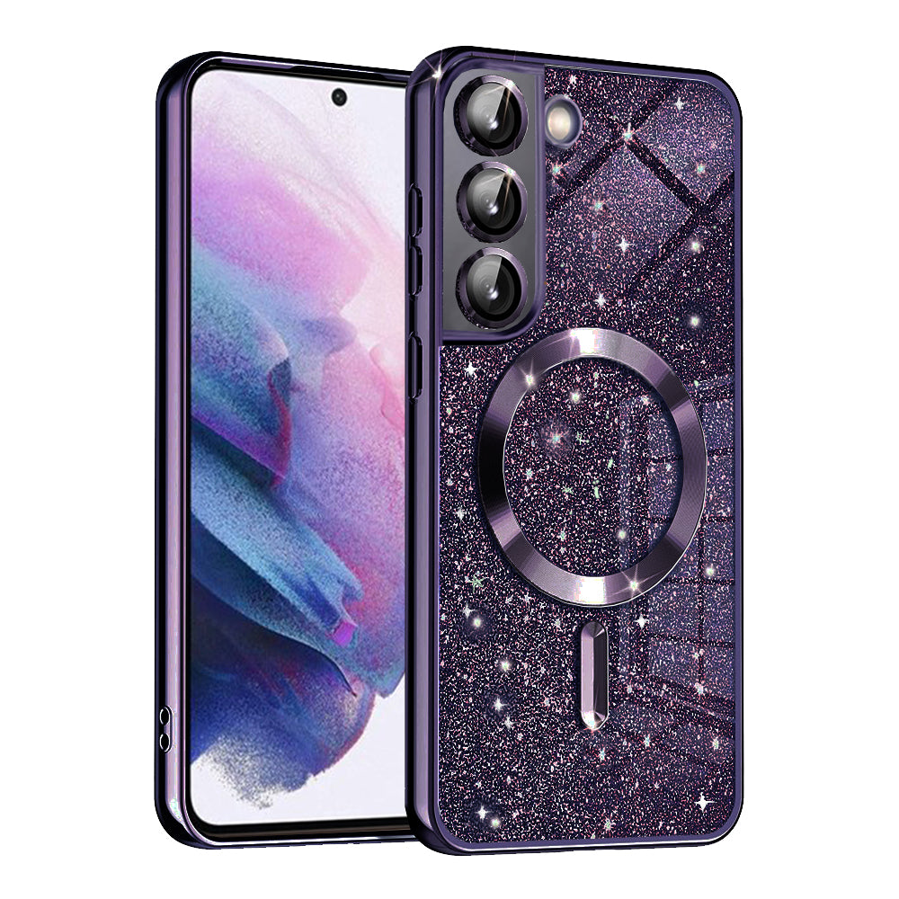 MagSafe Case for Samsung Galaxy S22 5G S901, Techsuit, Luxury Glitter, Dark Purple