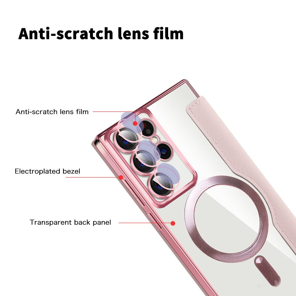 MagSafe Case for Samsung Galaxy S22 Ultra 5G S908, Techsuit, SmartMag Book, Pink