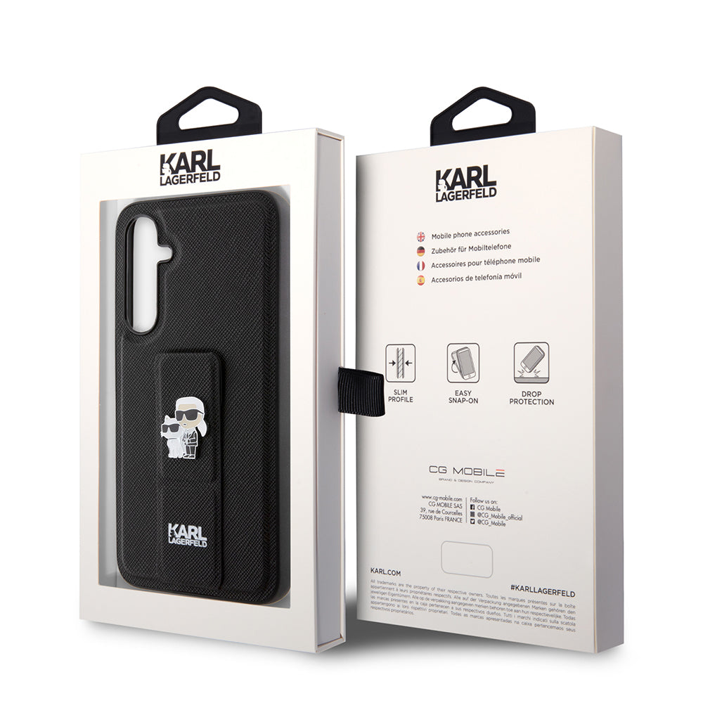 MagSafe tok Samsung Galaxy S23 FE S711-hez, Karl Lagerfeld, Saffiano Gripstand Karl & Choupette, Kék