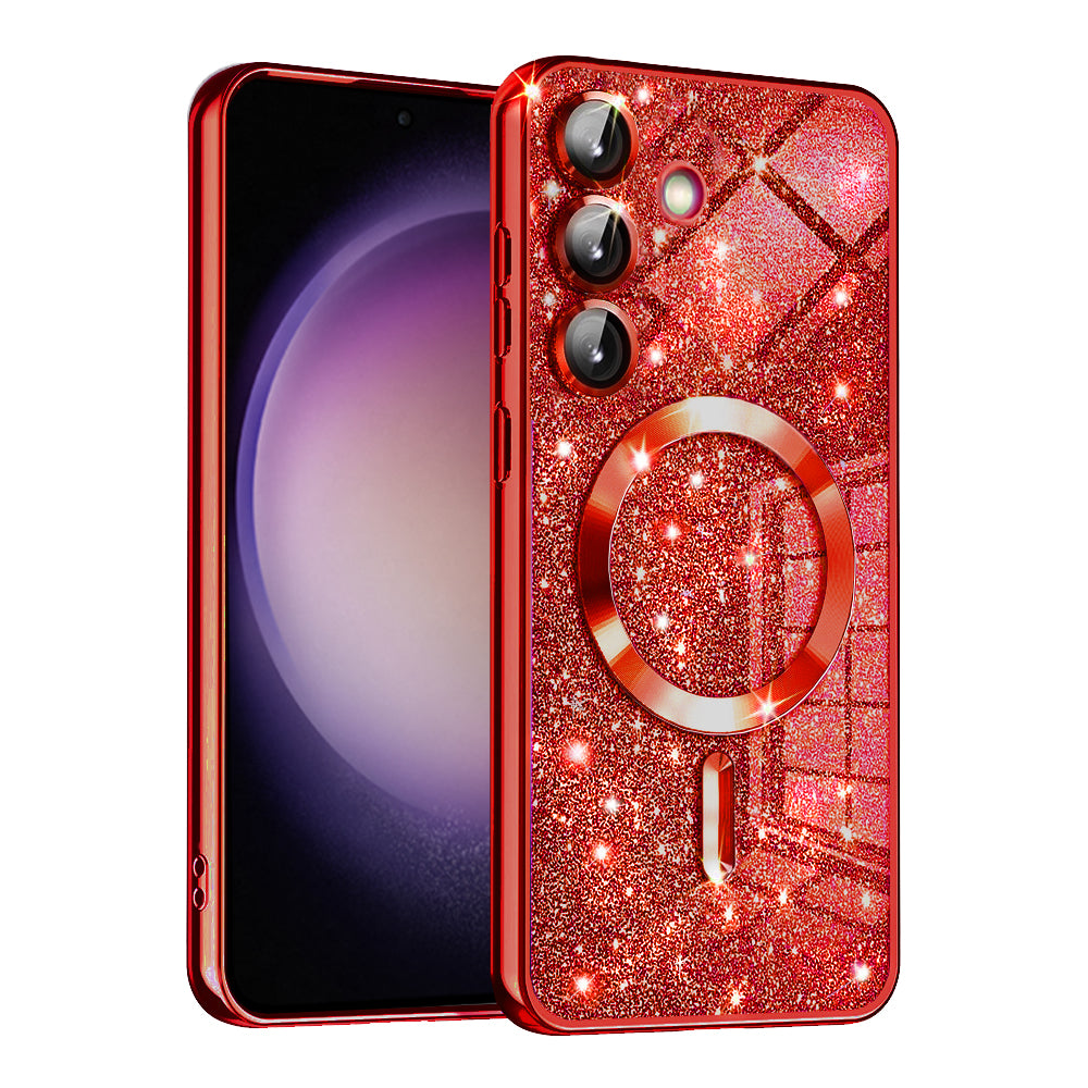 MagSafe tok Samsung Galaxy S23 FE S711-hez, Techsuit, Luxury Glitter, Piros