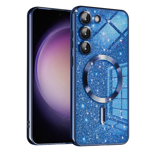 MagSafe tok Samsung Galaxy S23+ S916-hez, Techsuit, Luxury Glitter, Sötétkék