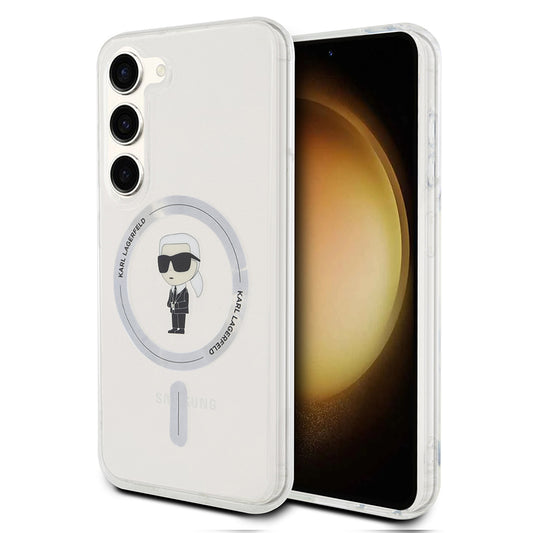 MagSafe tok Samsung Galaxy S23 S911-hez, Karl Lagerfeld, IML Ikonik Karl, Átlátszó