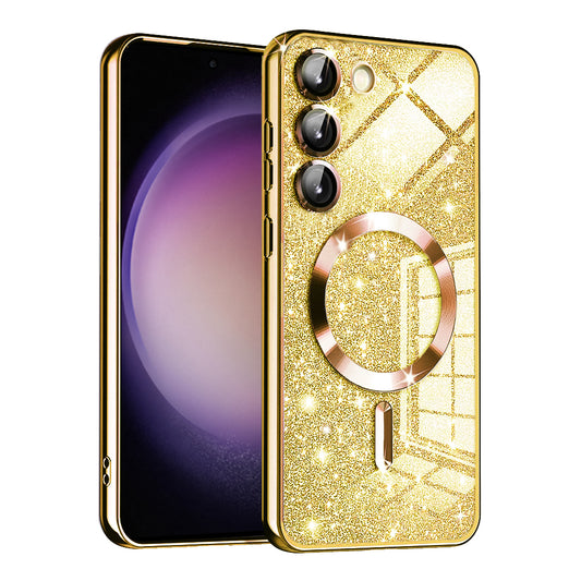 MagSafe tok Samsung Galaxy S23 S911-hez, Techsuit, Luxury Glitter, Arany