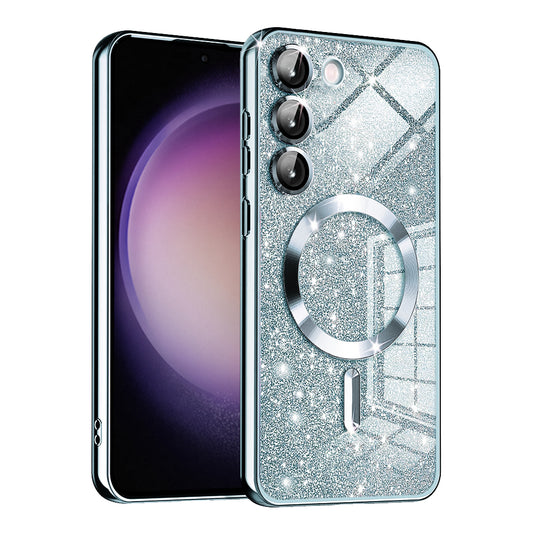 MagSafe tok Samsung Galaxy S23 S911-hez, Techsuit, Luxury Glitter, Kék