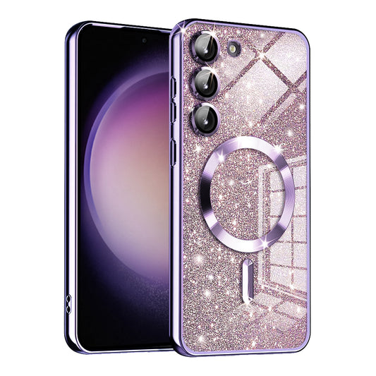 MagSafe tok Samsung Galaxy S23 S911-hez, Techsuit, Luxury Glitter, Világos lila