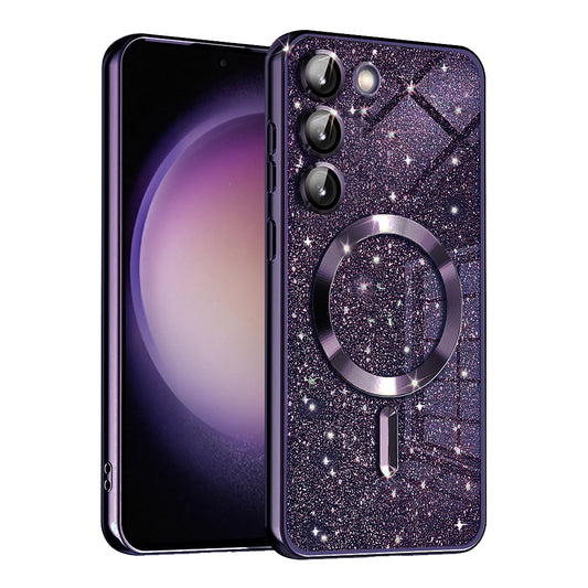 MagSafe tok Samsung Galaxy S23 S911-hez, Techsuit, Luxury Glitter, Sötét lila