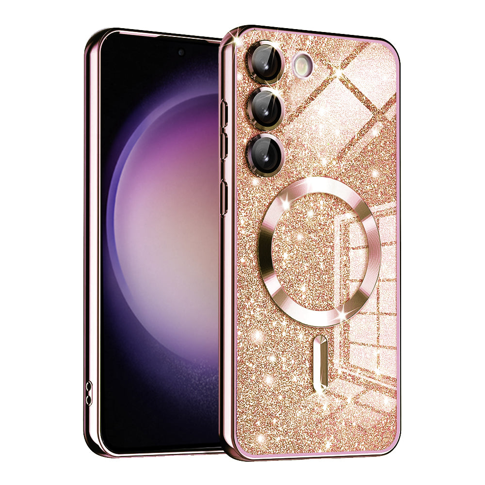 MagSafe Case for Samsung Galaxy S23 S911, Techsuit, Luxury Glitter, Rose Gold