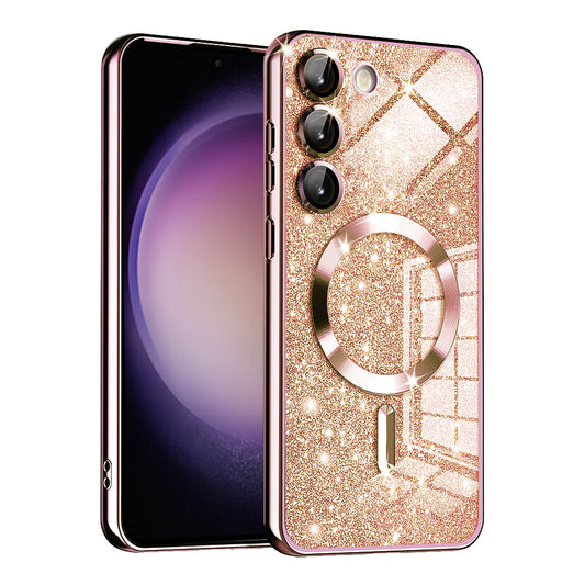 MagSafe tok Samsung Galaxy S23 S911-hez, Techsuit, Luxury Glitter, Rózsaarany