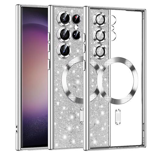 MagSafe tok Samsung Galaxy S23 Ultra S918-hoz, Techsuit, Luxury Glitter, Ezüst