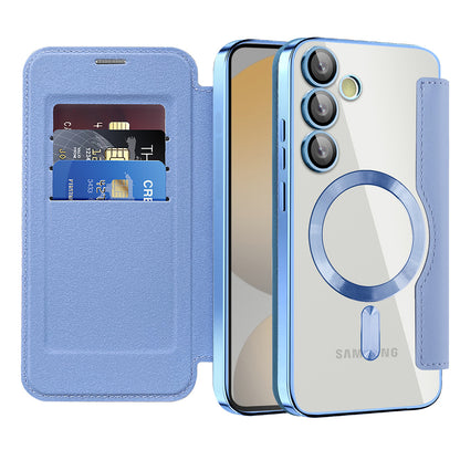 MagSafe Case for Samsung Galaxy S24 FE S721, Techsuit, SmartMag Book, Blue