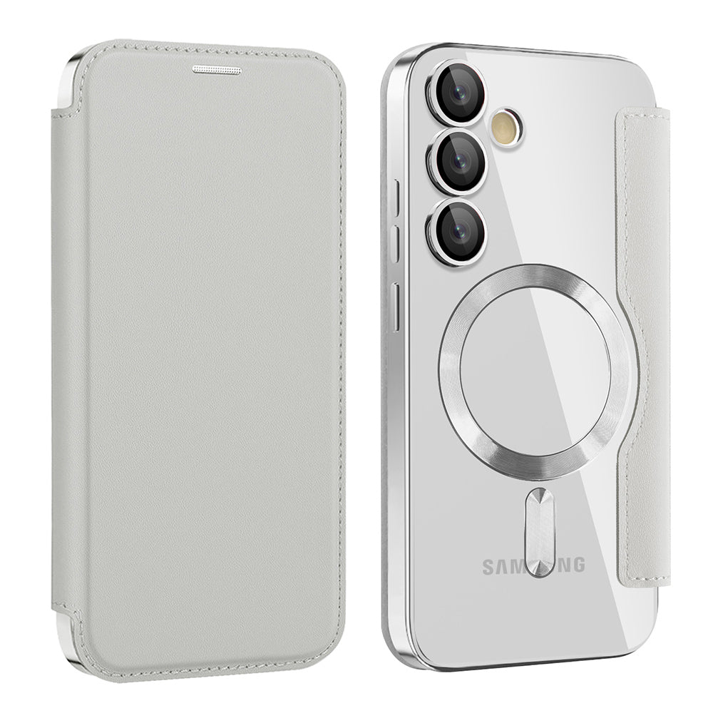 MagSafe Case for Samsung Galaxy S24 FE S721, Techsuit, SmartMag Book, Gray