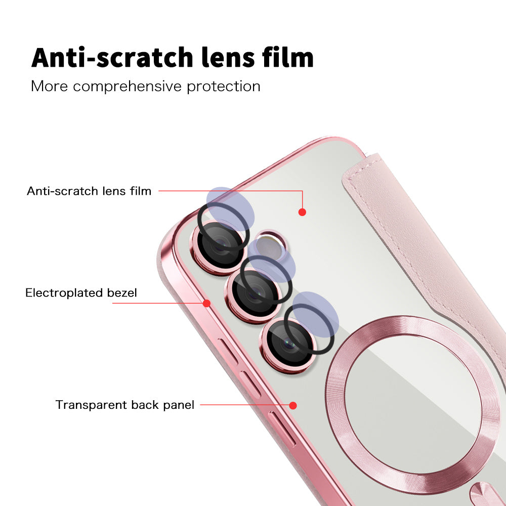 MagSafe Case for Samsung Galaxy S24+ S926, Techsuit, SmartMag Book, Pink