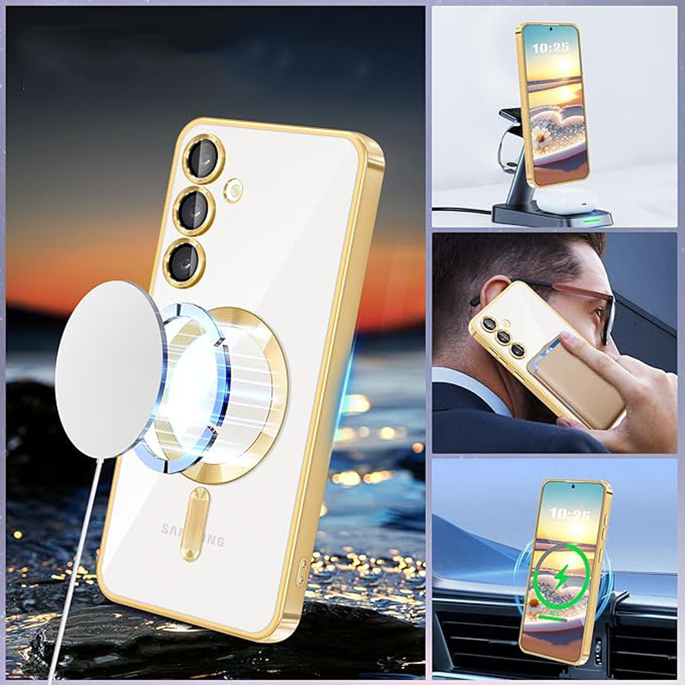 MagSafe tok Samsung Galaxy S24 S921-hez, Techsuit, Luxury Crystal, Fekete