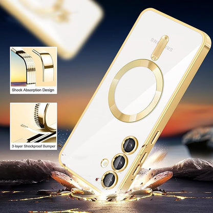 MagSafe tok Samsung Galaxy S24 S921-hez, Techsuit, Luxury Crystal, Rózsaszín