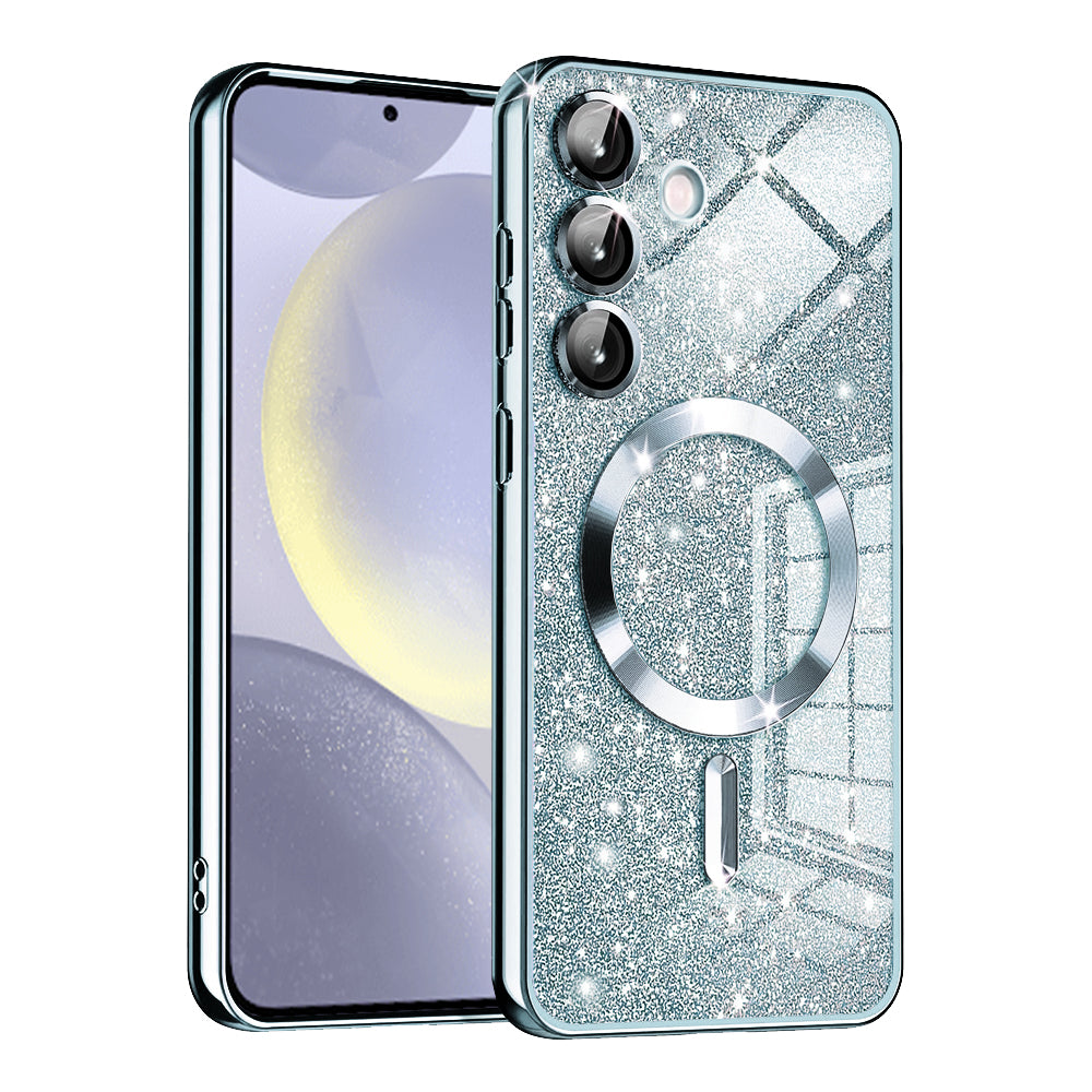 MagSafe tok Samsung Galaxy S24 S921-hez, Techsuit, Luxury Glitter, Kék