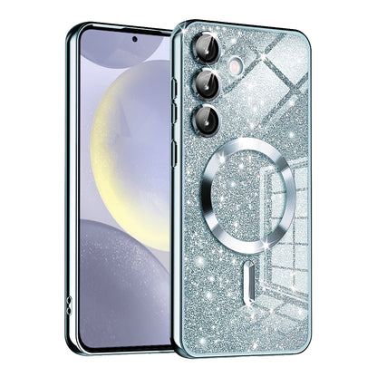 MagSafe tok Samsung Galaxy S24 S921-hez, Techsuit, Luxury Glitter, Kék