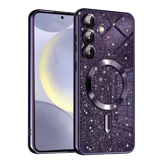 MagSafe tok Samsung Galaxy S24 S921-hez, Techsuit, Luxury Glitter, Sötét lila