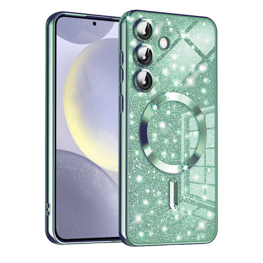 MagSafe tok Samsung Galaxy S24 S921-hez, Techsuit, Luxury Glitter, Világos zöld