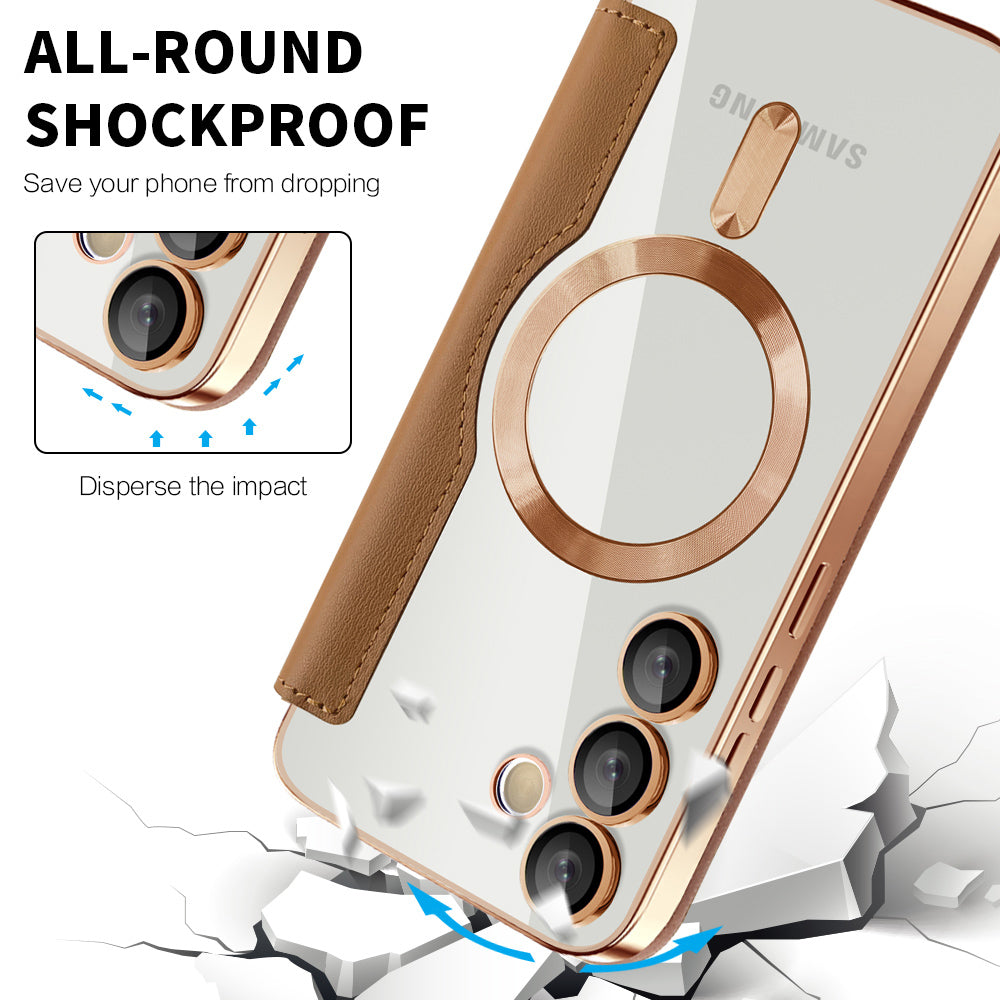 MagSafe Case for Samsung Galaxy S24 S921, Techsuit, SmartMag Book, Brown