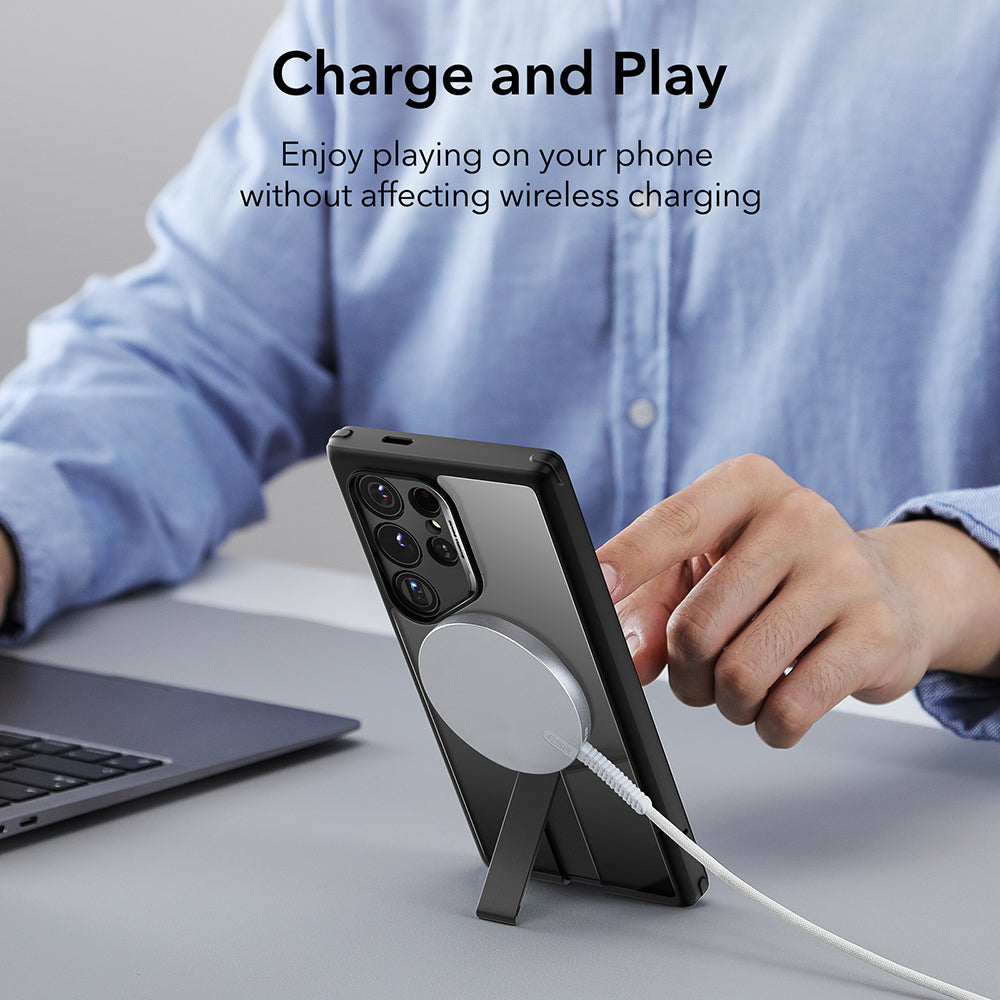 MagSafe tok Samsung Galaxy S24 Ultra S928-hez, ESR, Boost Flickstand, Átlátszó Fekete