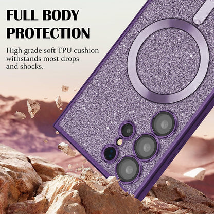 MagSafe Case for Samsung Galaxy S24 Ultra S928, Techsuit, Luxury Glitter, Silver