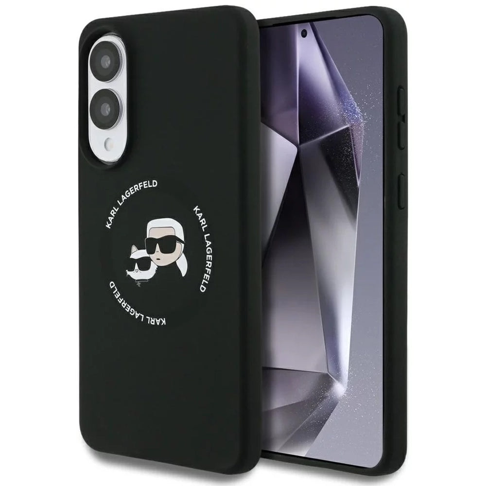 MagSafe tok Samsung Galaxy S25 Edge S937-hez, Karl Lagerfeld, dupla fejű szilikon, fekete