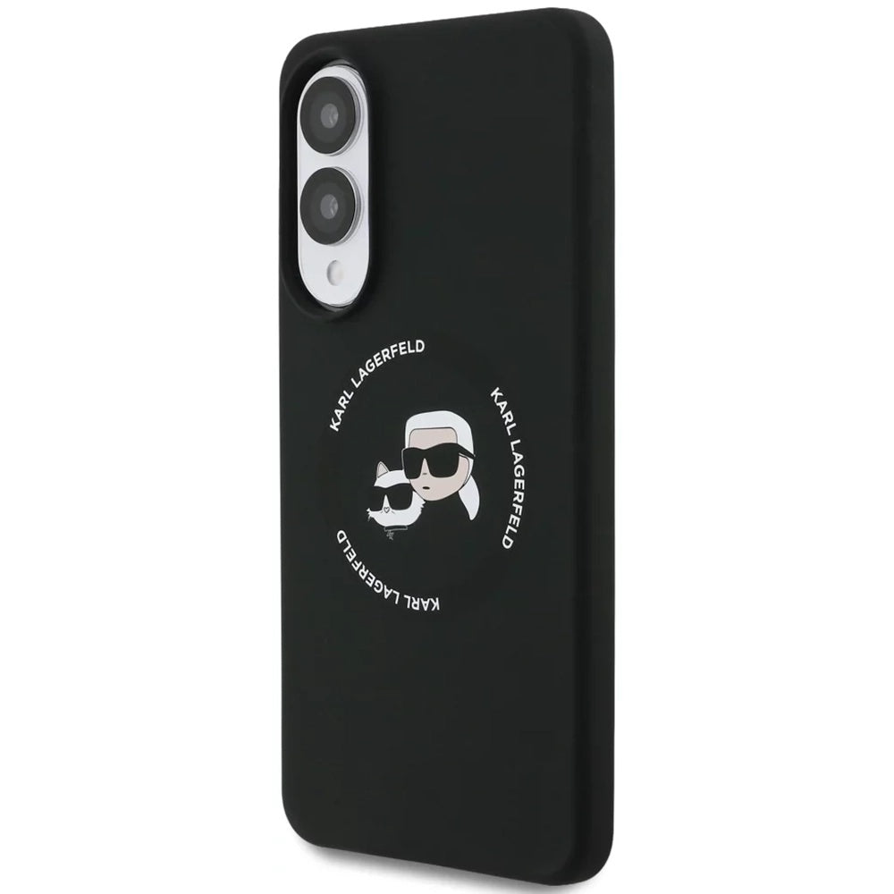 MagSafe tok Samsung Galaxy S25 Edge S937-hez, Karl Lagerfeld, dupla fejű szilikon, fekete