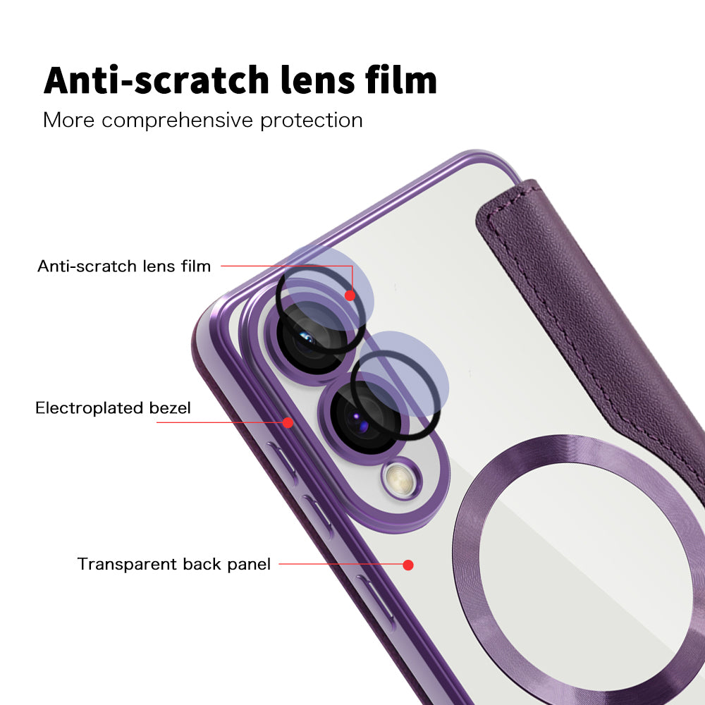 MagSafe Case for Samsung Galaxy S25 Edge S937, Techsuit, SmartMag Book, Purple