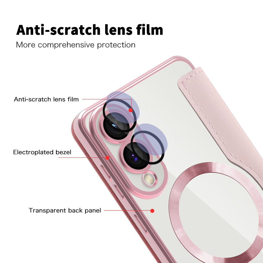 MagSafe Case for Samsung Galaxy S25 Edge S937, Techsuit, SmartMag Book, Pink
