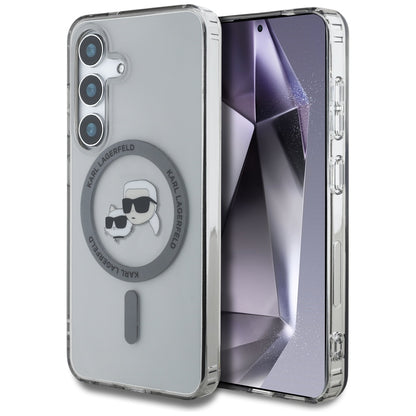 MagSafe tok Samsung Galaxy S25+ S936-hez, Karl Lagerfeld, IML Metal Karl & Choupette's Heads, Fekete