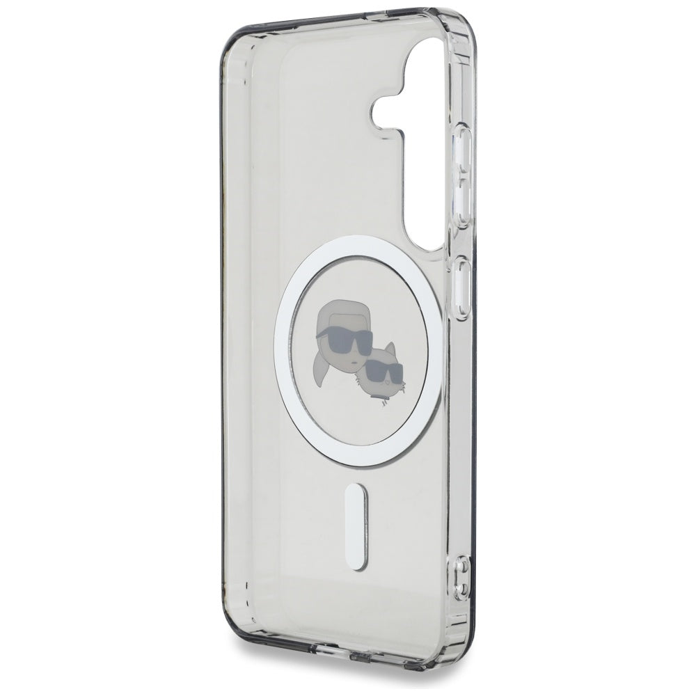 MagSafe tok Samsung Galaxy S25+ S936-hez, Karl Lagerfeld, IML Metal Karl & Choupette's Heads, Fekete
