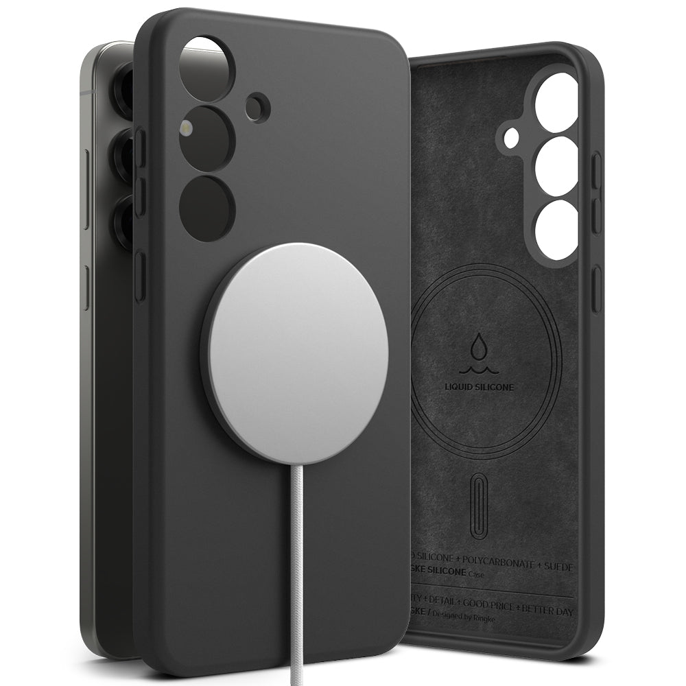MagSafe tok Samsung Galaxy S25+ S936-hoz, Ringke, Szilikon, Fekete