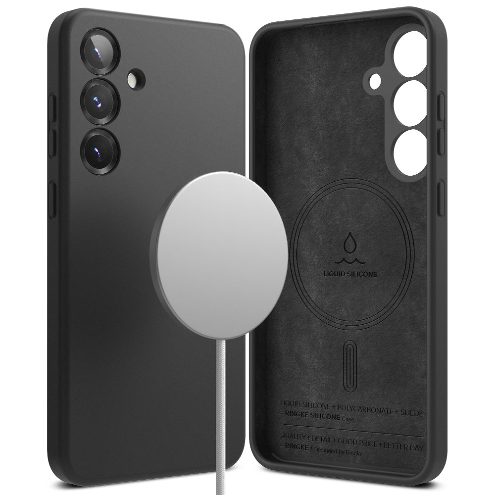 MagSafe tok Samsung Galaxy S25+ S936-hoz, Ringke, Szilikon, Fekete
