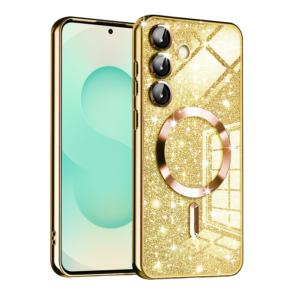MagSafe tok Samsung Galaxy S25+ S936-hoz, Techsuit, Luxury Glitter, Arany
