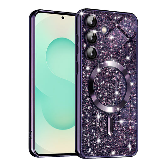 MagSafe tok Samsung Galaxy S25+ S936-hoz, Techsuit, Luxury Glitter, Sötét lila