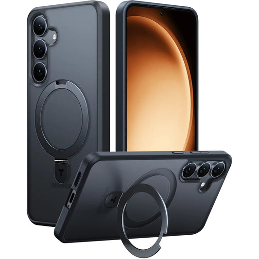 MagSafe tok Samsung Galaxy S25+ S936-hez, Torras, Ostand, Fekete