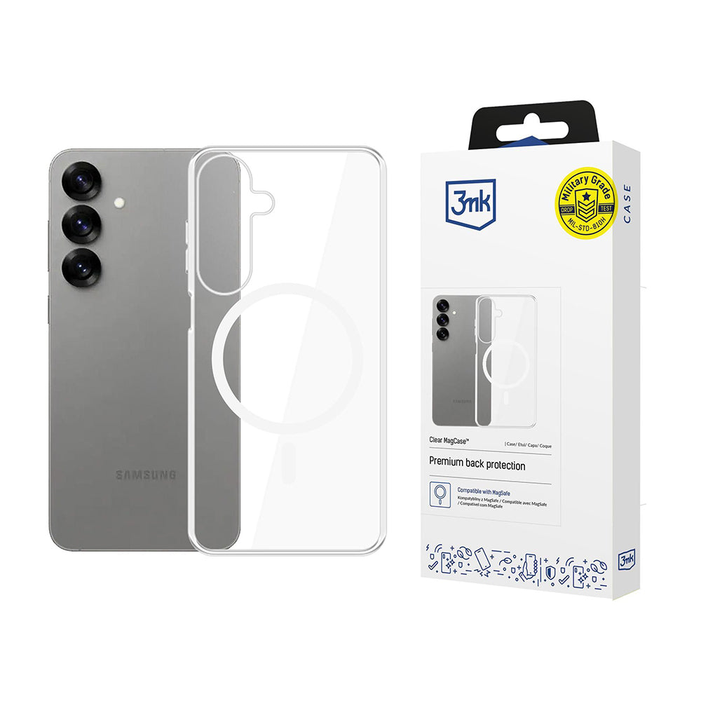 MagSafe Case for Samsung Galaxy S25 S931, 3MK, Clear MagCase, Transparent