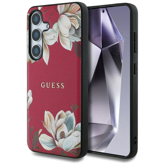 MagSafe tok Samsung Galaxy S25 S931-hez, Guess, Grained Flowers, Fucsia