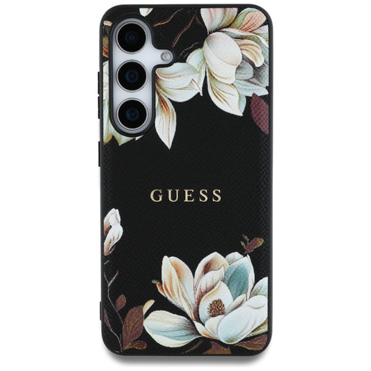 MagSafe tok Samsung Galaxy S25 S931-hez, Guess, Grained Flowers, Fekete