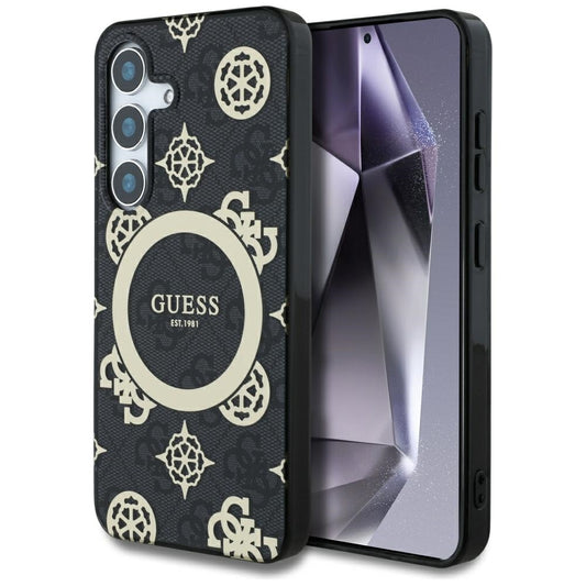 MagSafe tok Samsung Galaxy S25 S931-hez, Guess, IML Peony On 4G Background, Fekete