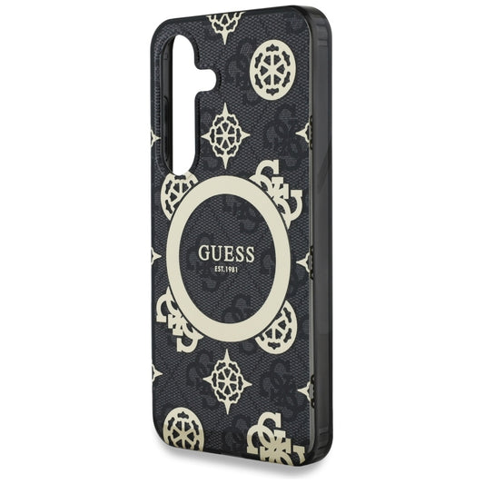 MagSafe tok Samsung Galaxy S25 S931-hez, Guess, IML Peony On 4G Background, Fekete