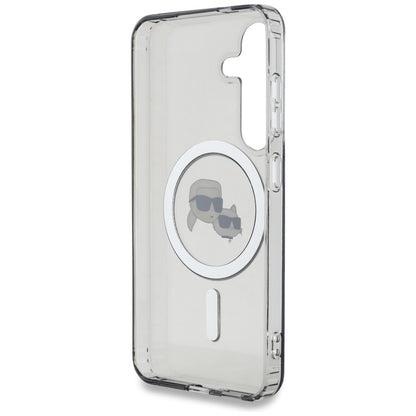 MagSafe tok Samsung Galaxy S25 S931-hez, Karl Lagerfeld, IML Metal Karl & Choupette's Heads, Fekete