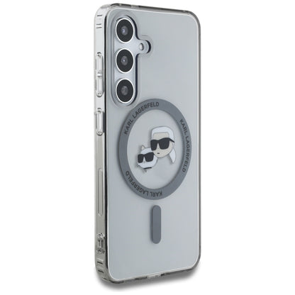 MagSafe tok Samsung Galaxy S25 S931-hez, Karl Lagerfeld, IML Metal Karl & Choupette's Heads, Fekete