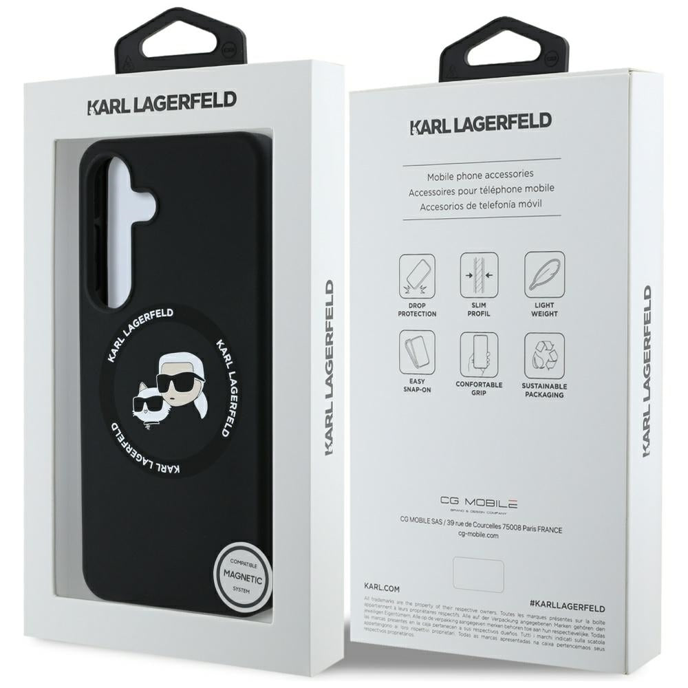 MagSafe tok Samsung Galaxy S25 S931-hez, Karl Lagerfeld, Silicone Double Heads, Fekete