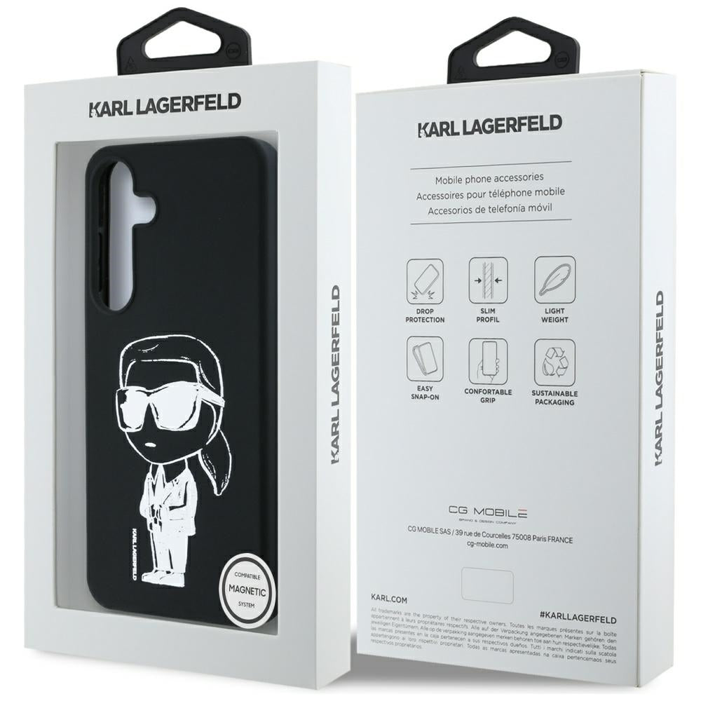 MagSafe tok Samsung Galaxy S25 S931-hez, Karl Lagerfeld, Graffiti szilikon, Fekete