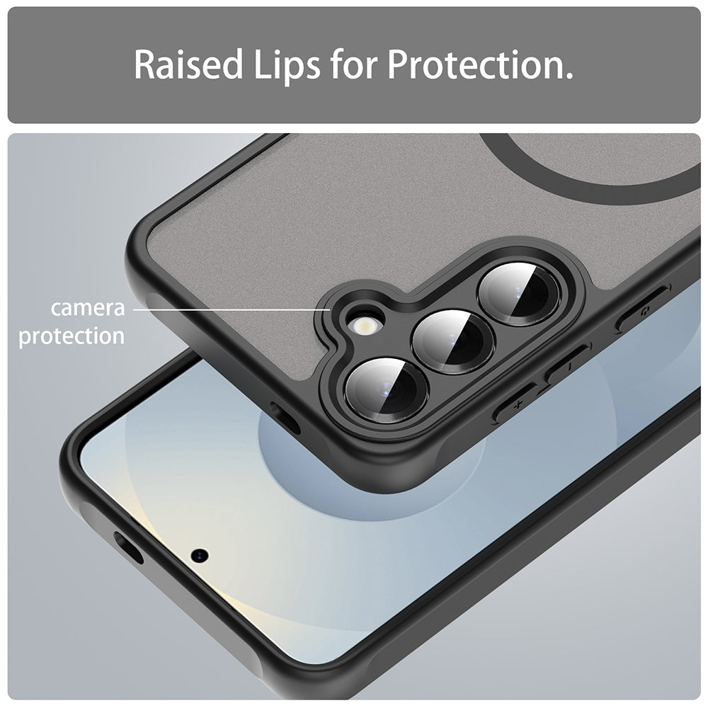 MagSafe Case for Samsung Galaxy S25 S931 / S24 S921, Techsuit, HaloFrost II (Big Lens Hole), Black