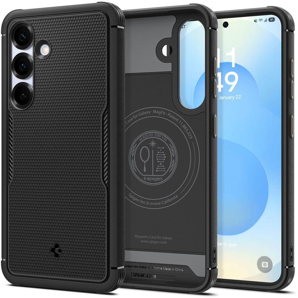 MagSafe tok Samsung Galaxy S25 S931-hez, Spigen, Core Armor, Matt Fekete