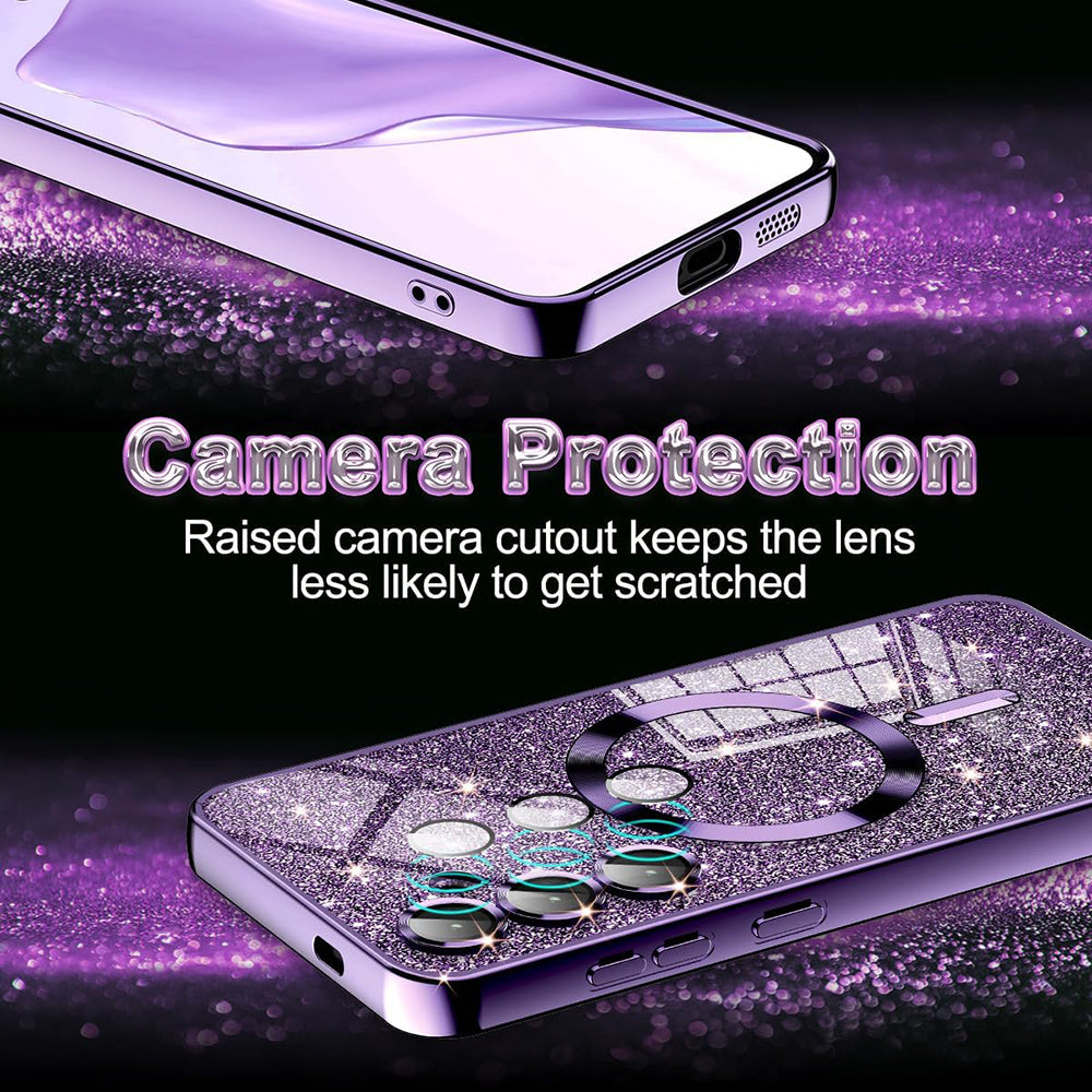 MagSafe tok Samsung Galaxy S25 S931-hez, Techsuit, Luxury Glitter, Piros