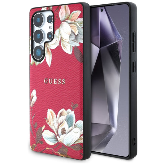MagSafe tok Samsung Galaxy S25 Ultra S938-hez, Guess, Grained Flowers, Fucsia