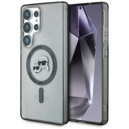 MagSafe tok Samsung Galaxy S25 Ultra S938-hez, Karl Lagerfeld, IML Metal Karl & Choupette's Heads, Fekete